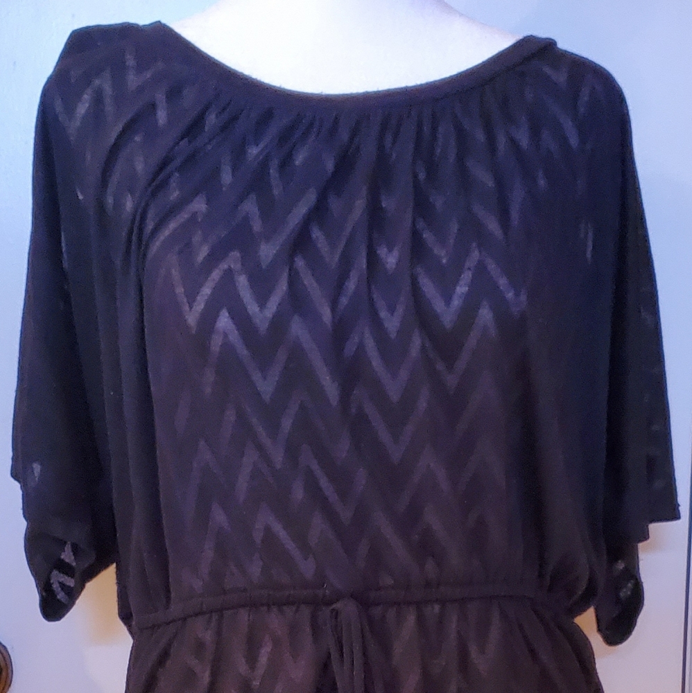 L Cover Top w/Slit Short Sleeve Black Catalina Great for Summer 🌊